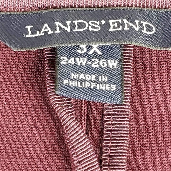 Lands End Shirt Womens Plus Size 3X Maroon Red 3/4 Sleeve Tunic Too Viscose - Picture 4 of 9